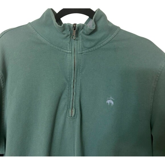 Brooks Brothers Men's 1/4 Zip Cotton Green Mock Neck Pullover Sweater Size L - Picture 2 of 7